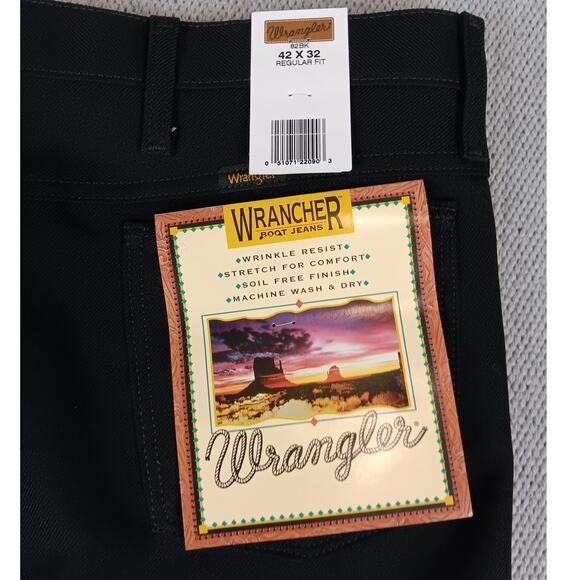 Wrangler Rancher Vintage Dress Boot Jeans Men 42X32 Black Western Cowboy Stretch - Picture 9 of 13